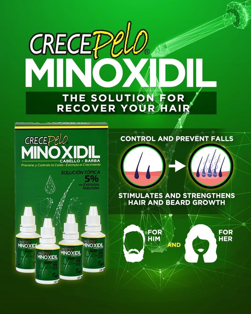 Crece Pelo Crecepelo Minoxidil Hair Growth Solution, 5% Topical Solution with Natural Extracts, 3.2 fl oz - NDC: 78192-400 - Image 3